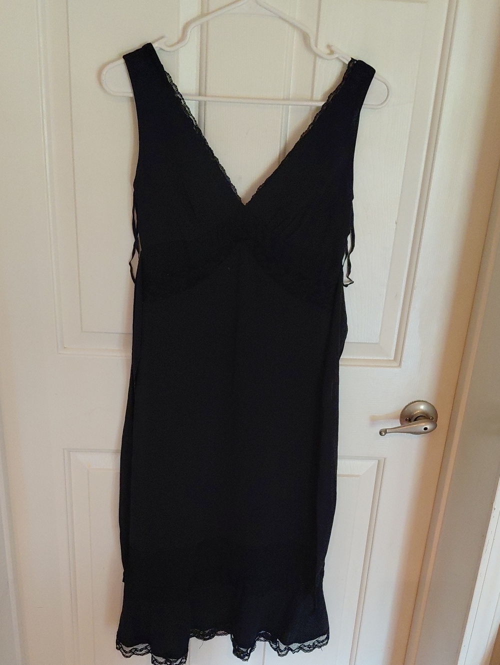 Black Lace-Trim Slip Dress